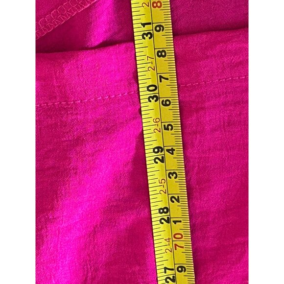 Hot Pink Short Sleeve V-Neck Romper With Elastic Waist & Back Zipper Closure Wom - Picture 7 of 8